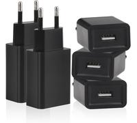 KALANKA-5 Pack USB Chargeur 5V/1A Prise 5W Chargeur USB Adaptateur Secteur Compatible Téléphone Portable Lecteur ebook Écouteurs Lampe Table Routeur Ventilateur de Poche (Noir)