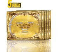 Kalanka-5 Pcs 24k Gold Bio-Collagen Facial Masks, Gold Gel Collagen Facial Masks For Anti-Aging, Moisturizing, Anti Wrinkle, Deep Tissue Rejuvenation And Hydrates Skin