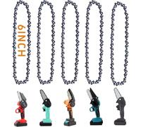 KALANKA-5 Pcs Chaine de Tronconneuse 6 in, 1/4""LP, 37 Drive Links, pour mini tronçonneuse, compatible avec toutes les chaînes de tronçonneuse de 6 pouces pour la menuiserie, l'aménagement
