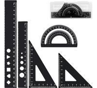 Kalanka-5 Pièces Règle Géométrie,Ensemble D'outils De Géométrie Mathématique Ensemble,De Règles En Alliage D'aluminium Kit De Géométrie Mathématique Dessin Et Mesure Fournitures Scolaires