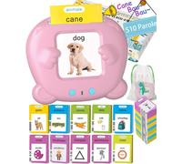 KALANKA-510 Cartes Flash de Mots, Cartes Flash Italiennes pour Enfants, Jeux Montessori pour Enfants de 2 Ans, Jeux éducatifs pour autistes, Apprendre à Parler Couleurs nombres Animaux Rose