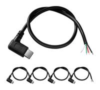KALANKA-5pcs 30cm 22AWG Pigtail USB Type-C Male 5V 3A Right Angle USB-C to Bare Wire 4 Pin USB Type C Tail Cable Extension Power Cable for DIY