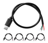 KALANKA-5pcs 30cm 22AWG Pigtail USB Type-C Male 5V 3A USB-C to Bare Wire 4 Pin USB Type C Tail Cable Extension Power Cable for DIY