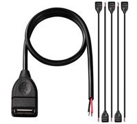 KALANKA-5Pcs Bare USB 2.0 USB-A Female Cable 2 Pin Bare Wire Open End USB 2.0 Cables 30cm 5V 3A 22AWG 2 Cores USB 2.0 Cable to Bare Cable Open End Cable Ends