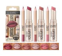 Kalanka-6 Couleurs De Rouge À Lèvres Mat 3 Couleurs De Crayon À Lèvres + 3 Couleurs De Rouge À Lèvres Mat Velouté Kit De Maquillage Des Lèvres Très Pigmenté Et Longue Durée Avec Un Joli Paquet Cadeau