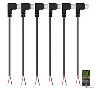 KALANKA-6 Pack 90 Degree USB C Male Cable Connector USB C Male Extension Cable 22AWG 5V/3A 2 Wire for Installed USB-C Devices or Repair Cable