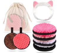 Kalanka-6 Pcs Coton Demaquillant Lavable, Lingettes Démaquillage Réutilisable Disque Avec Bandeau De Cheveux Maquillage Et Sac À Linge Lavable Pour Lavage Du Visage, Soins De La Peau