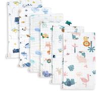 Kalanka-6 Pcs Lange Bébé En Mousseline De 100% Coton-50x 25 Cm Langes Coton Bébé,Extra Doux Absorbant Respirant Pour Nouveauné Peau Sensible,Motif Zoo