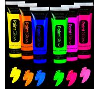 Kalanka-6 Pcs Lumineux Visage & Body Painting, Lumineux Visage & Peau Painting Uv Noir Néon Fluorescent Set, 6 Tubes, Facile À Nettoyer (01)
