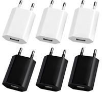 KALANKA-6 Pi¿¿ces Prise USB Secteur 5V 1A Universel Bloc Chargeur Ultra Mince Mini Adaptateur Chargeur Rapide Embout Charge pour iPhone 8 7 6 Samsung S22 S21 S20 S10 S6 S7 S8 S9 Huawei Oppo LG