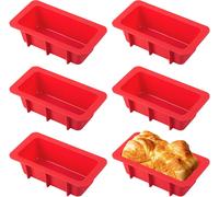 Kalanka-6 Pièces Moule Cake Silicone 16,5 Cm Moule À Cake Rectangulaire Anti-Adhésif En Silicon Réutilisable Moule Gateau Silicone Rouge Moules À Pain En Silicone Pour La Cuisson Du Pain Des Toasts-Ka