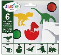 KALANKA-- 6 Pochoirs Enfants Dinosaures - 15 x 12,5 cm - Pour Décoration Toutes Surfaces - Pochoir Feutres, Peinture, Airbrush - Dessin A4