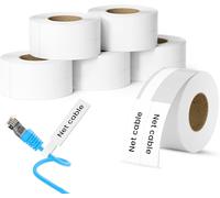 KALANKA-6 Rouleaux d'Étiquettes Thermo Autocollantes 25x78mm Étiquettes Blanches pour Imprimantes d'Étiquettes Autocollants pour Marquage de Câbles, Décoration et Bijoux 100 Étiquettes/Rouleau