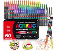 Kalanka-60 Couleurs Feutre Acrylique, Marqueur Acrylique, Liquide Direct Acrylic Paint Marker, Stylo Acrylic Pour Coloriage, Calligraphie, Bois, Pierre, Toile, Céramique