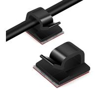 KALANKA-60 Pièces Clips Câbles, Attache Cable Adhesif Rangement de Accroche Cable Fixation Auto Collant, Cavalier Cable Electrique pour Gestion des câbles, Noir