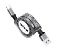 KALANKA-60W/1M USB A to USB C Retractable Reel Cable QC 3.0 Type C Samsung Fast Cable for Galaxy, Huawei, Google Pixel, PS5 (Data Synchro Data)