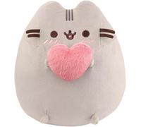 KALANKA-, 61572, Pusheen with Heart, 9In, Soft Toy, Grey