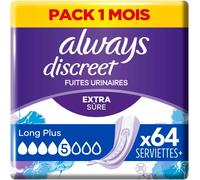 Kalanka-, 64 Serviettes Hygiéniques Incontinence Femme, Long Plus 5 Gouttes, Protection Absorbante Pour Fuites Urinaires Importantes, Pack 1 Mois