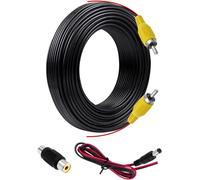 KALANKA-6M Cable Camera de Recul Double Blindage Amélioré pour Connecter Un Moniteur et Caméra de Recul, Vidéo Cable Rallonge Male Male avec 1 Adaptateur RCA Femelle Femelle et 1M d'alimentation DC E