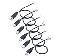 KALANKA-6Pcs 0.3M USB Male Pigtail, 22AWG 4 Wire USB 2.0 Cable, 4 Pin Bare Wire Open End, 0.3m USB Male Cable, 12V USB Plug Power Cable