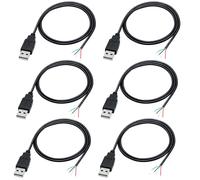 KALANKA-6Pcs 1m USB Male Pigtail, 22AWG 4 Wire USB 2.0 Cable, 4 Pin Bare Wire Open End, 1m USB Male Cable, 12V USB Plug Power Cable