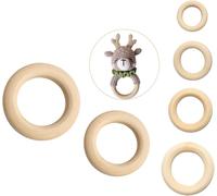 Kalanka-6pcs Anneau De Dentition En Bois Naturel Non Traité Pour L'artisanat, Le Bricolage, La Décoration, La Création De Bijoux (Extérieur Ø35, 40, 55, 65, 70, 80mm)