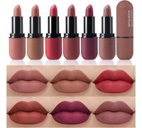 Kalanka-6pcs Red Velvet Matte Lipstick Set, High Pigmented Long-Lasting Waterproof Lip Stick Lip,Moisturizing Balms, Sheer Tint, Shine & Glowy Finish,Stain Makeup Gift Sets. (01, Color)