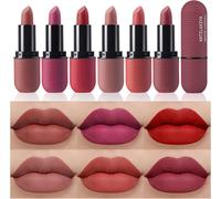 Kalanka-6pcs Red Velvet Matte Lipstick Set, High Pigmented Long-Lasting Waterproof Lip Stick Lip,Moisturizing Balms, Sheer Tint, Shine & Glowy Finish,Stain Makeup Gift Sets. (02, Color)