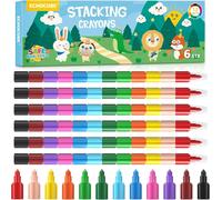 Kalanka-6x Crayons De Couleur Empilables Pour Enfants, Ensemble De Crayons De Cire Empilables Arc-En-Ciel Pour Cadeaux D'anniversaire, Petits Cadeaux De Fête, Récompenses En Classe