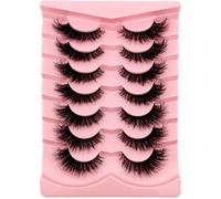 Kalanka-7 Paires De Faux Cils 3d Oeil De Chat, Volume Moelleux Curly Cat-Eye Cils Artificiels Look Naturel, Réutilisables Faux Cils De Maquillage Faits Main(Tm26)