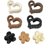 Kalanka-7 Pièces Pinces À Cheveux Plastique Mat, Agréments Coiffure Mode Pinces À Griffes À Forme Fleur Serre-Cheveux Forte Tenue Accessoires C?Ur Antidérapante Pour Port Quotidien Et Style Hawaïen