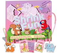 KALANKA-75 Pièces Plastique Fou Set Kit de Feuille Rétractable Magique Kit Pour Enfant Comprend 24 Breloques Prédécoupées en Forme D'animaux de la Forêt, 24 Cartes D'apprentissage et Plus Encore pour