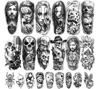 Kalanka-77 Feuilles De Tatouages Temporaires Chicano, Chicana Guadalupe Faux Tatouage Prisonnier Jour Des Morts, Style Lowrider Culture Mexique Chicano Clown Tatouage Autocollant Pour Hommes Femmes A