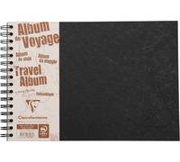 Kalanka-781061c Collection Age Bag Un Album De Voyage À Spirale Noir - A4 Paysage 29,7x21 Cm - 80 Pages - Papier Blanc 120 G Ligné + Papier À Grain Noir 160 G - Couverture Lustrée Grain Cuir
