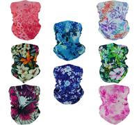 Kalanka-8 Bandanas Polyvalents Pour Femmes Et Hommes Bandeau Cagoule Foulard Visage Demi-Masque Airsoft Paintball Cache-Cou Respirant Réutilisable Lavable Papillon Fleur