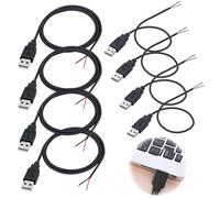 KALANKA-8 x 22AWG USB Pigtail Extension Cord, 30 cm and 1 m, 2 Cores USB Cables, 12 V 3A USB Male Extension Cable (4 x 30 cm and 4 x 1 m)