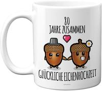 Kalanka-80. Hochzeitstag Jahrestag Jubiläumsgeschenke - 80 Jahre Zusammen Eichen Hochzeit - Hochzeitstag Tasse Für Männer Frauen, 325 Ml Premium-Keramiktasse, Spülmaschinenfest