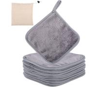 Kalanka-9 Pcs Lingette Demaquillante Lavable, 15 X 15cm Serviettes Démaquillantes En Microfibres, Tampons Démaquillants Réutilisable Avec Sac De Rangement (Gris)