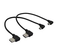 KALANKA-9 pouces Mini combinaison de câble USB Mini USB à angle droit et gauche d'angle mâle vers USB Type A 2.0 Angle gauche Homme synchronisation des données et câble de charge (1 paire)