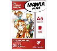 KALANKA-94041C Bloc Encollé Papier Manga et Illustration - 50 Feuilles Blanc Extra Lisse A5 14,8x21 cm 100g - idéal pour le Dessin au Feutre à Alcool