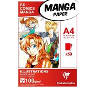 KALANKA-94042C Bloc Encollé Papier Manga et Illustration - 50 Feuilles Blanc Extra Lisse A4 21x29,7 cm 100g - idéal pour le Dessin au Feutre à Alcool
