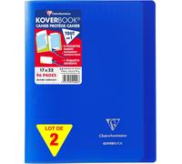 KALANKA-951422AMZC Lot de 2 Cahiers Agrafés Koverbook Bleus Marines - 17x22 cm - 96 Pages Grands Carreaux - Papier Blanc 90 g - Couverture Polypro