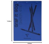 KALANKA-96732C - Bloc Agrafé GraF'it - 80 Feuilles Papier Dessin Croquis Uni - Feuilles Détachables - A6 10,5x14,8 cm 90g - Couverture Bleu Nuit - Paquet de 5 Blocs