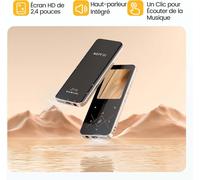 KALANKA-96Go MP3 Bluetooth 5.3 avec Haut-Parleur , 2.4"" Grand ¿¿cran Lecteur Musical en M¿¿tal Son sans Perte avec Bouton Tactile/Radio FM/Enregistreur Line-in, Baladeur Sport-Or Noir