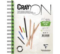 KALANKA-975030C Bloc Spiralé Cray'ON - 30 Feuilles Papier Dessin Blanc au Grain Fin - Feuilles Détachables - A5 14,8x21 cm 160g - Idéal pour le Dessin et le Croquis au Crayon