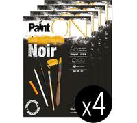 KALANKA-975168C Bloc Collé PaintON Multi-techniques - 20 Feuilles Papier Dessin Multi-techniques au Grain Légèrement Rugeux - Noir - A5 14,8x21 cm 250g - Paquet de 4 Blocs