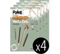 KALANKA-975704C Bloc Collé PaintON Multi-techniques - 30 Feuilles Papier Dessin Multi-techniques au Grain Légèrement Rugueux - Vert de Gris - A5 14,8x21 cm 250g - Paquet de 4 Blocs