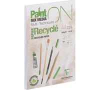 KALANKA-975741C Bloc Collé PaintON Multi-techniques - 30 Feuilles Papier Dessin Multi-techniques 100% Recyclé à la Surface Satinée - Blanc - A4 21x29,7 cm 250g