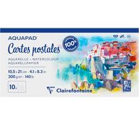 KALANKA-975955C - Bloc Encollé Cartes Postales Aquapad - 20 Feuilles Papier Aquarelle Blanc Grain Moyen Fin 10,5x21 cm 300g - Idéal pour les Artistes Globe-trotteurs
