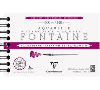 Kalanka-976049c Album Spiralé Fontaine Extra Blanc - 12 Feuilles Papier Aquarelle Extra Blanc 100% Coton Grain Fin - Qualité Professionnelle 12x18cm 300g